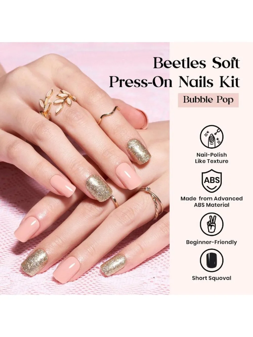 Vibrant Press On Nails Kit - 720 Pcs, 24 Colors, Short Square, Bubble Pop Design